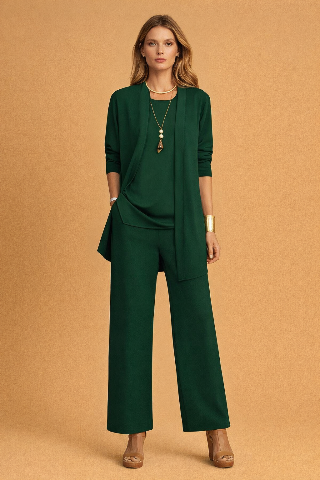 Elegant women's set | with wide trousers and a cardigan