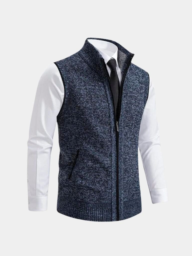 Men's Sweaters | Zip-Up Sweater Vest with Collar