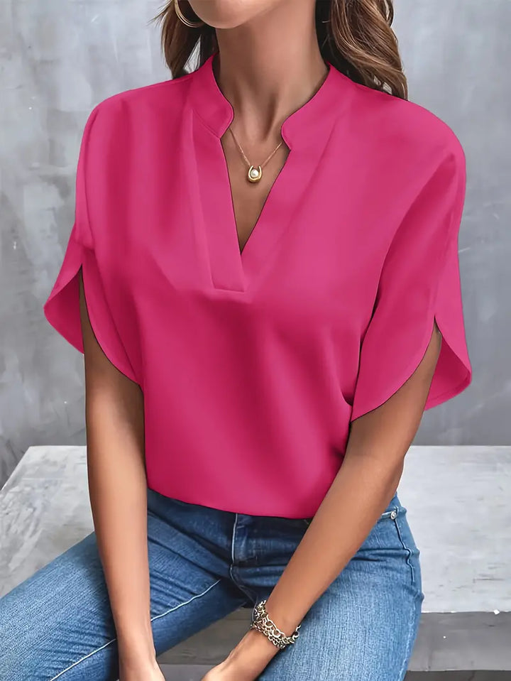 Women’s Elegant V-Neck Blouse with Flowing Sleeves