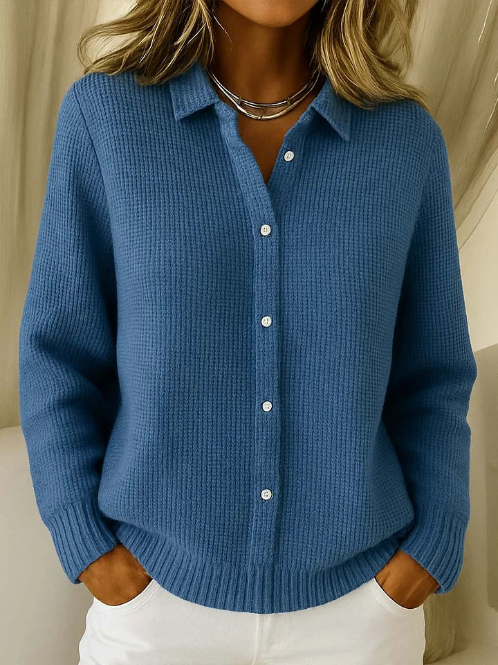 Women’s Button-Up Knit Shirt with Long Sleeves