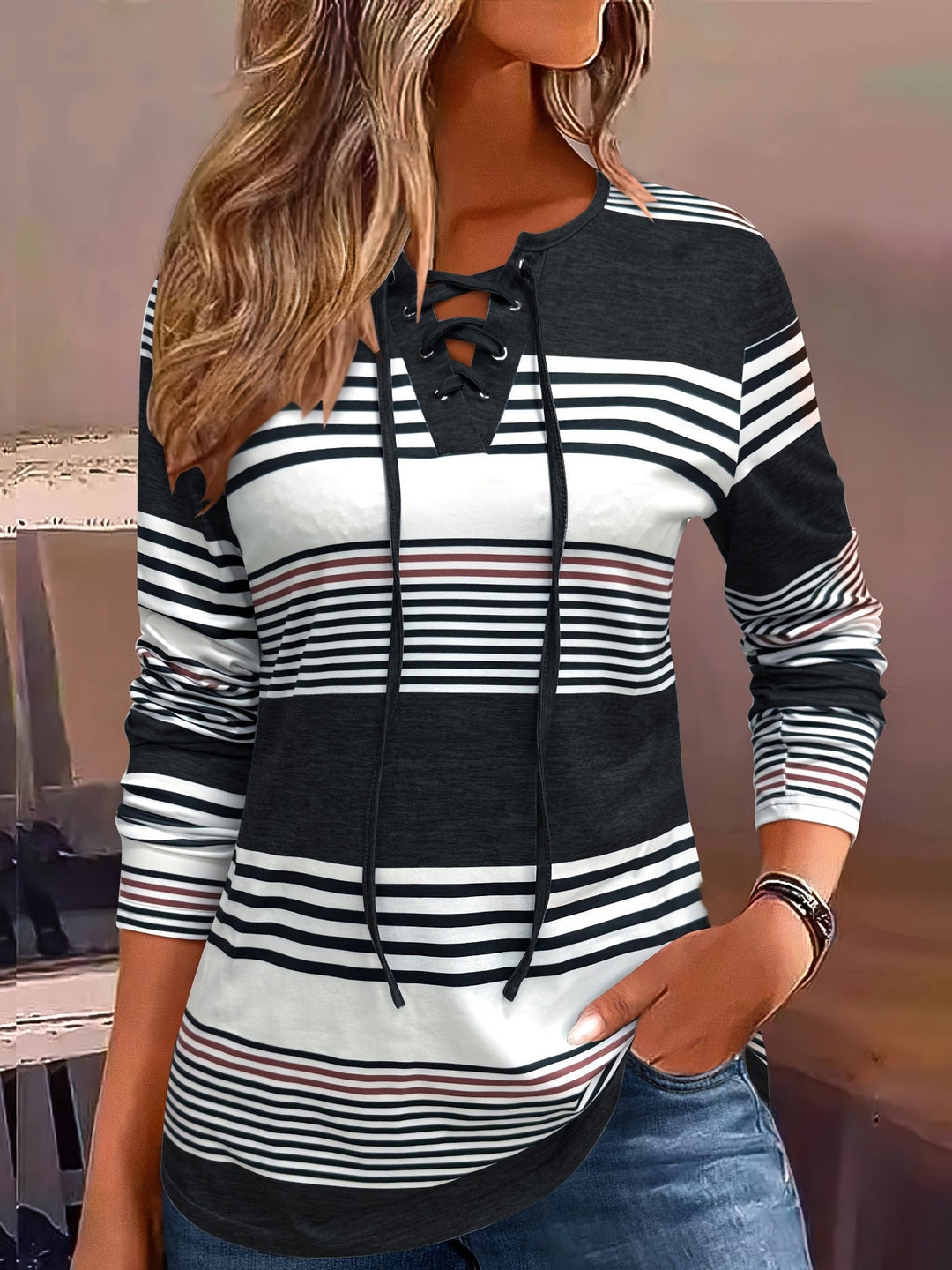 Victoria | Timeless Striped Long Sleeve T-Shirt for Women