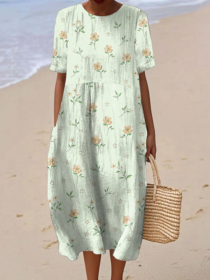 Juriz | Short-Sleeved Women's Dress with Floral Print