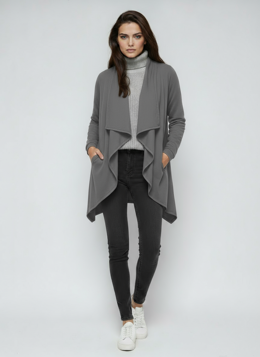 Women's Navy Cardigan | Lightweight Long Open-Front Sweater