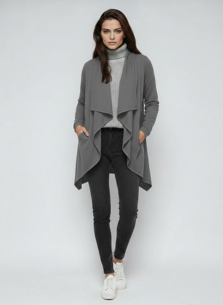 Women's Navy Cardigan | Lightweight Long Open-Front Sweater