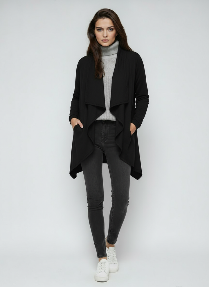 Women's Navy Cardigan | Lightweight Long Open-Front Sweater