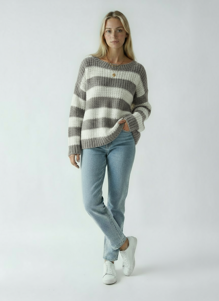Women's Sweater with Thick Stripe Knit