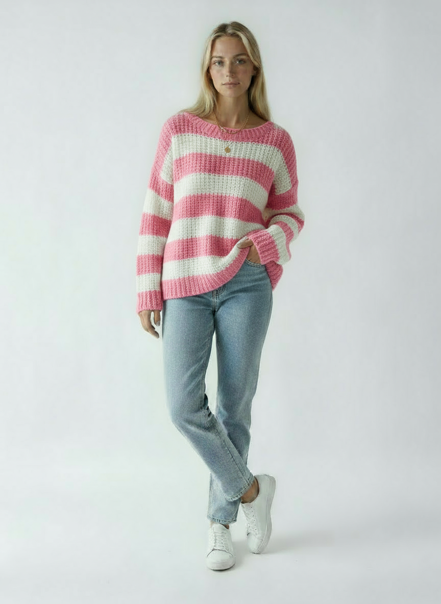 Women's Sweater with Thick Stripe Knit