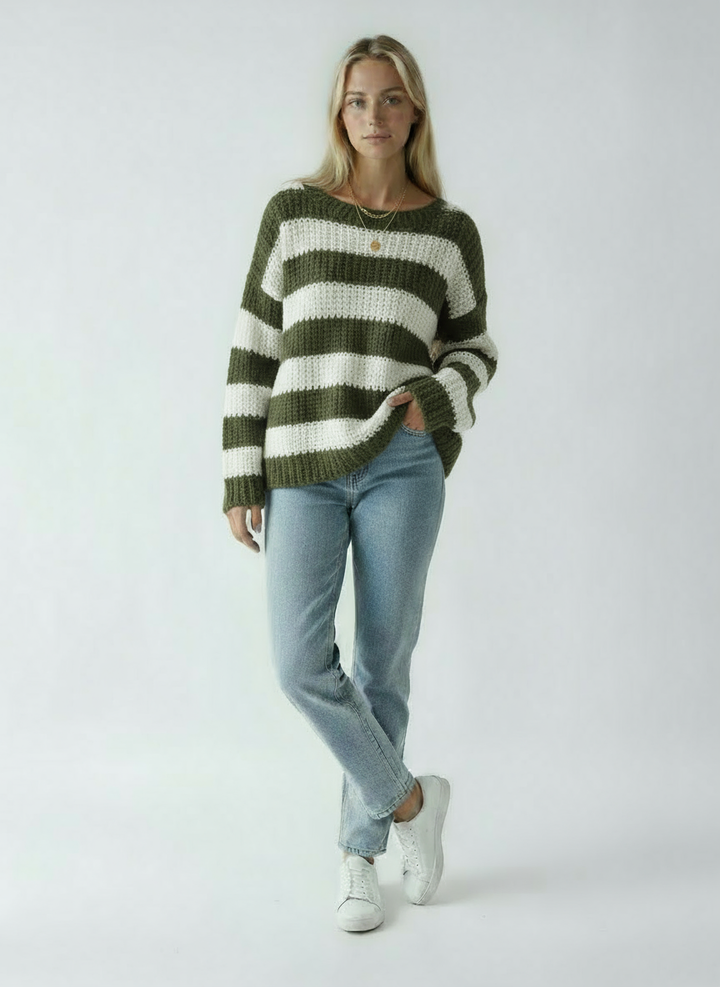 Women's Sweater with Thick Stripe Knit