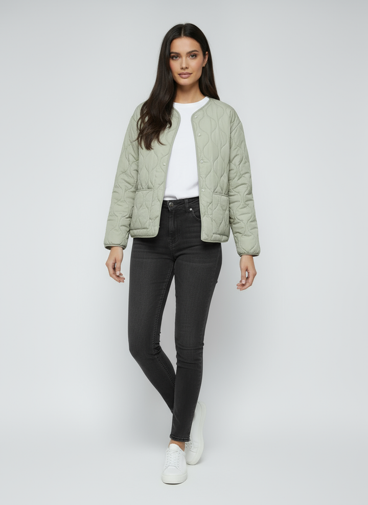 Women's Quilted Jacket | Lightweight Short Jacket with Pockets