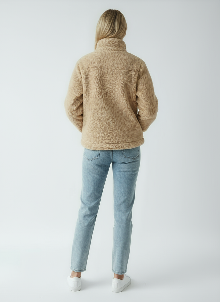 Women's Jacket | Plush Jacket with High Collar and Pockets