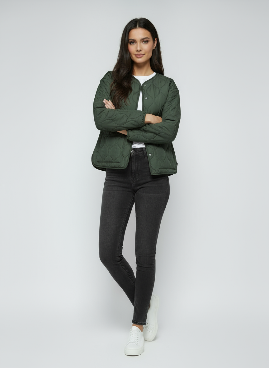 Women's Quilted Jacket | Lightweight Short Jacket with Pockets