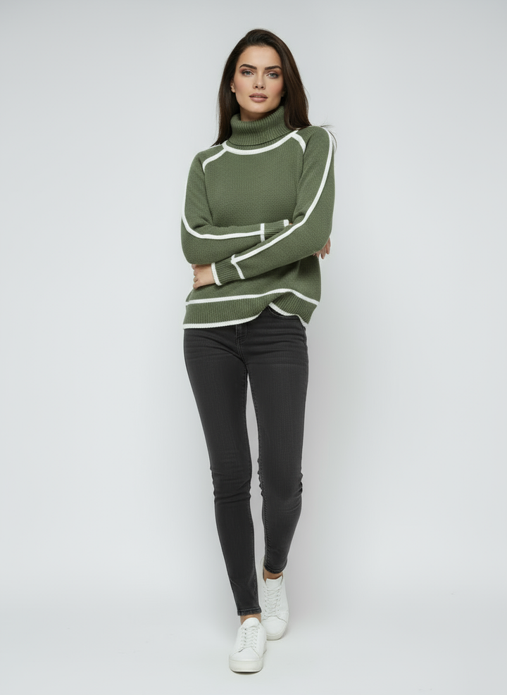 Women's Golf Green | Stylish Sweater with Contrast Trimmings