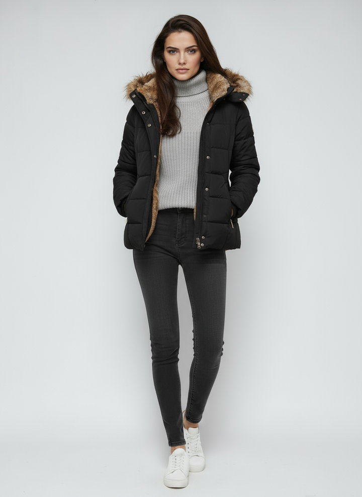 Women's Winter Jacket | Quilted Jacket with Hood and Fur