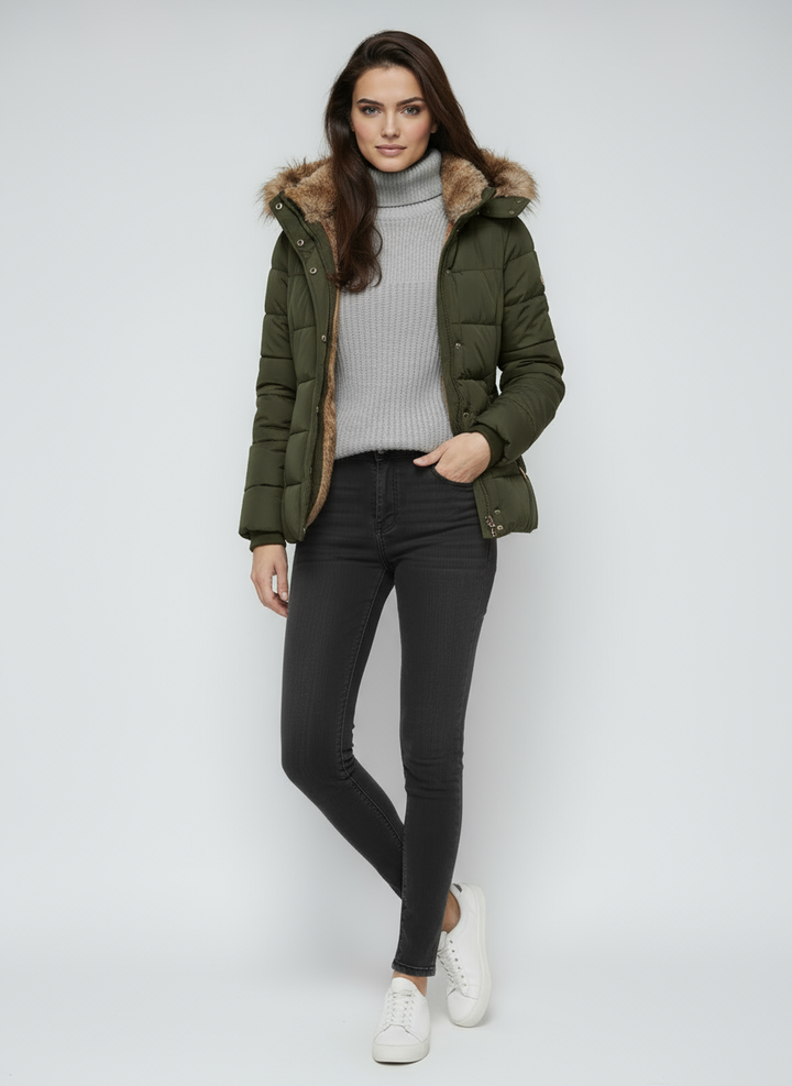 Women's Winter Jacket | Quilted Jacket with Hood and Fur