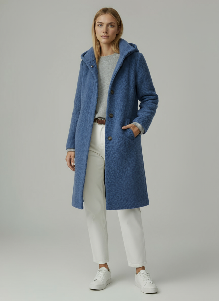 Women's Coat | Oversized Wool Coat with Buttons