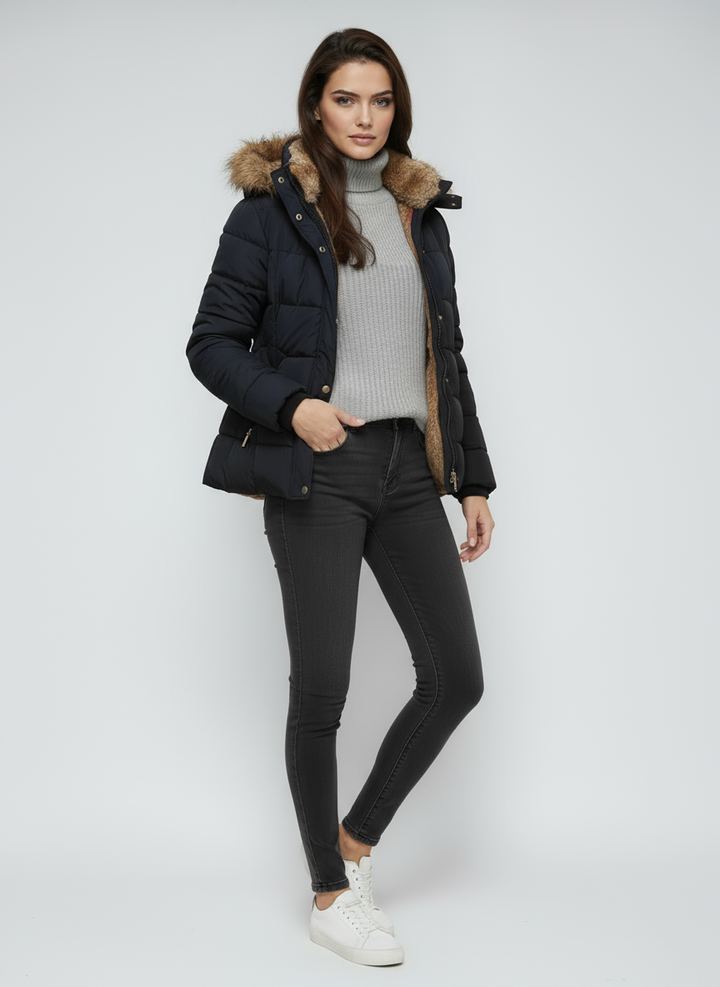 Women's Winter Jacket | Quilted Jacket with Hood and Fur