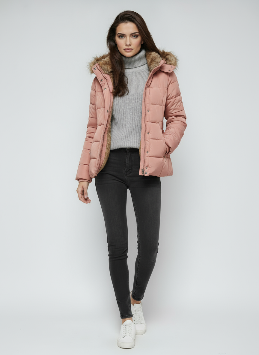 Women's Winter Jacket | Quilted Jacket with Hood and Fur