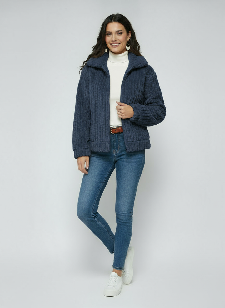 Women's Jacket | Soft Short Jacket with Fur and Zipper