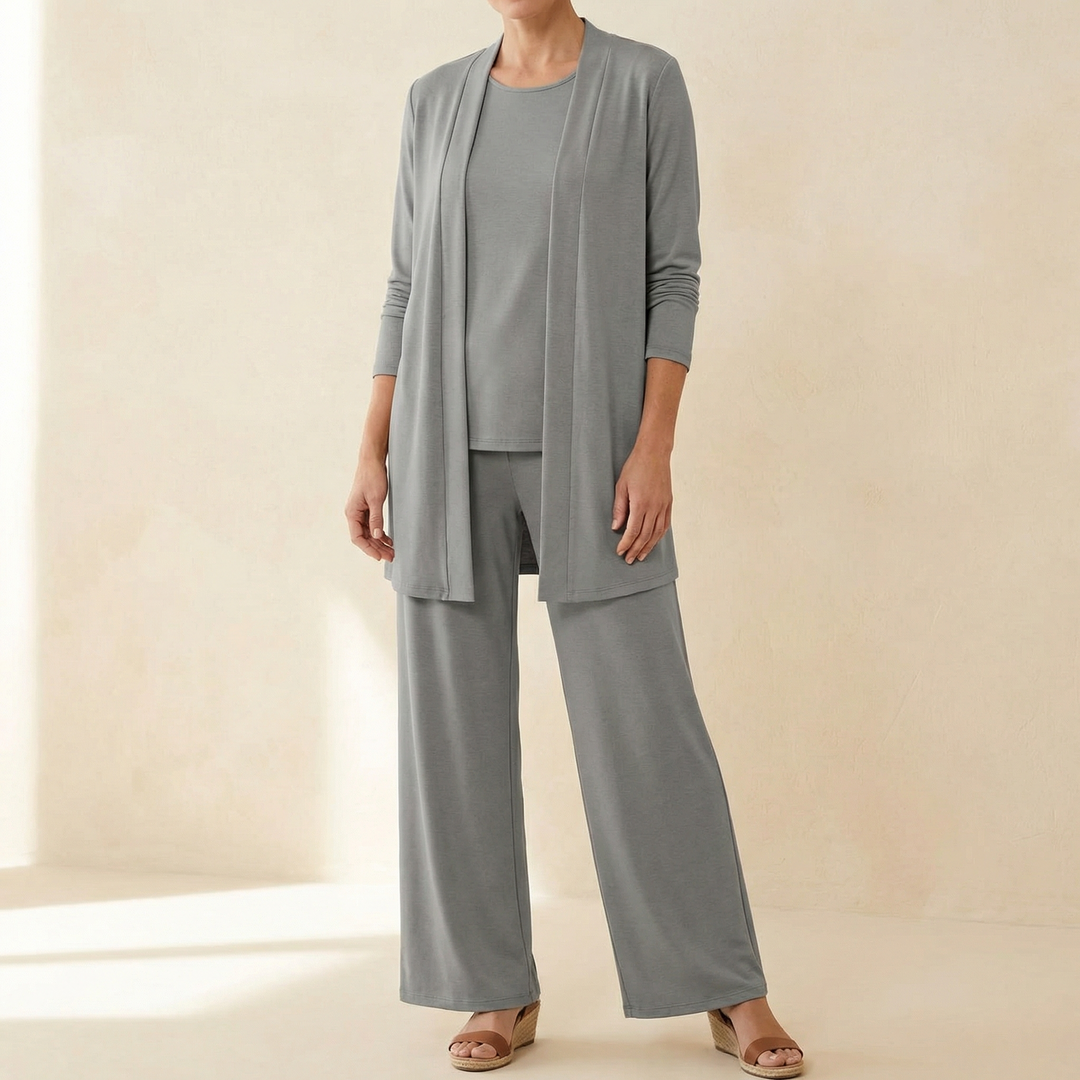 Women's Set with Long Cardigan and Loose Pants