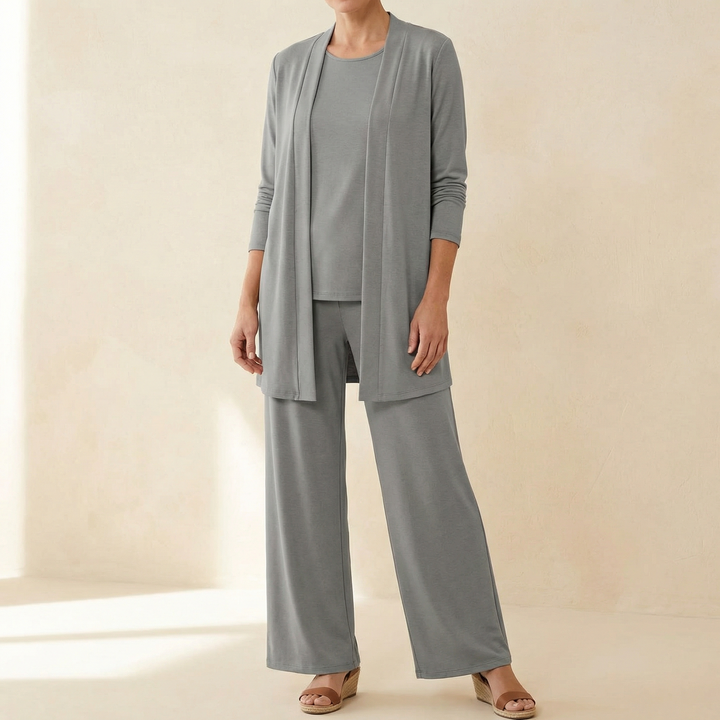 Women's Set with Long Cardigan and Loose Pants