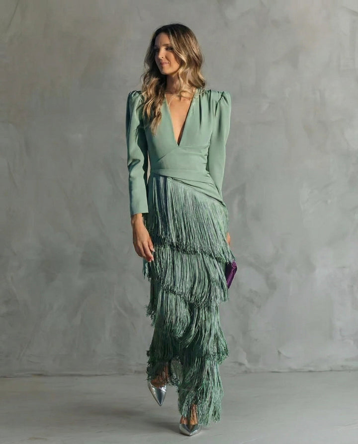 Clara | Stylish Dress with Fringe Sleeves
