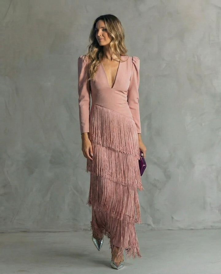 Clara | Stylish Dress with Fringe Sleeves