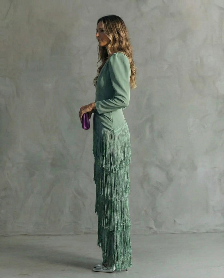 Clara | Stylish Dress with Fringe Sleeves