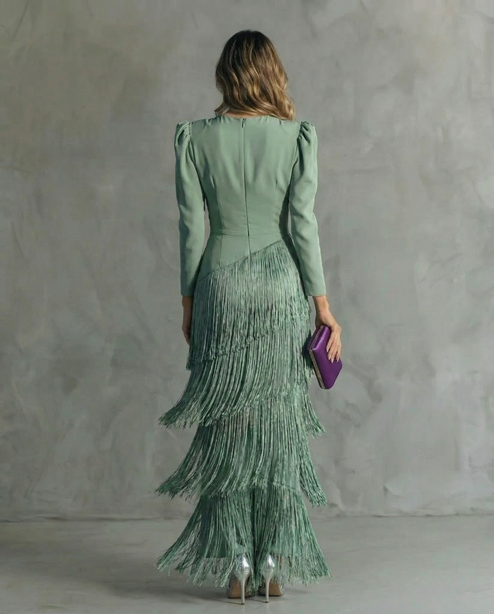 Clara | Stylish Dress with Fringe Sleeves