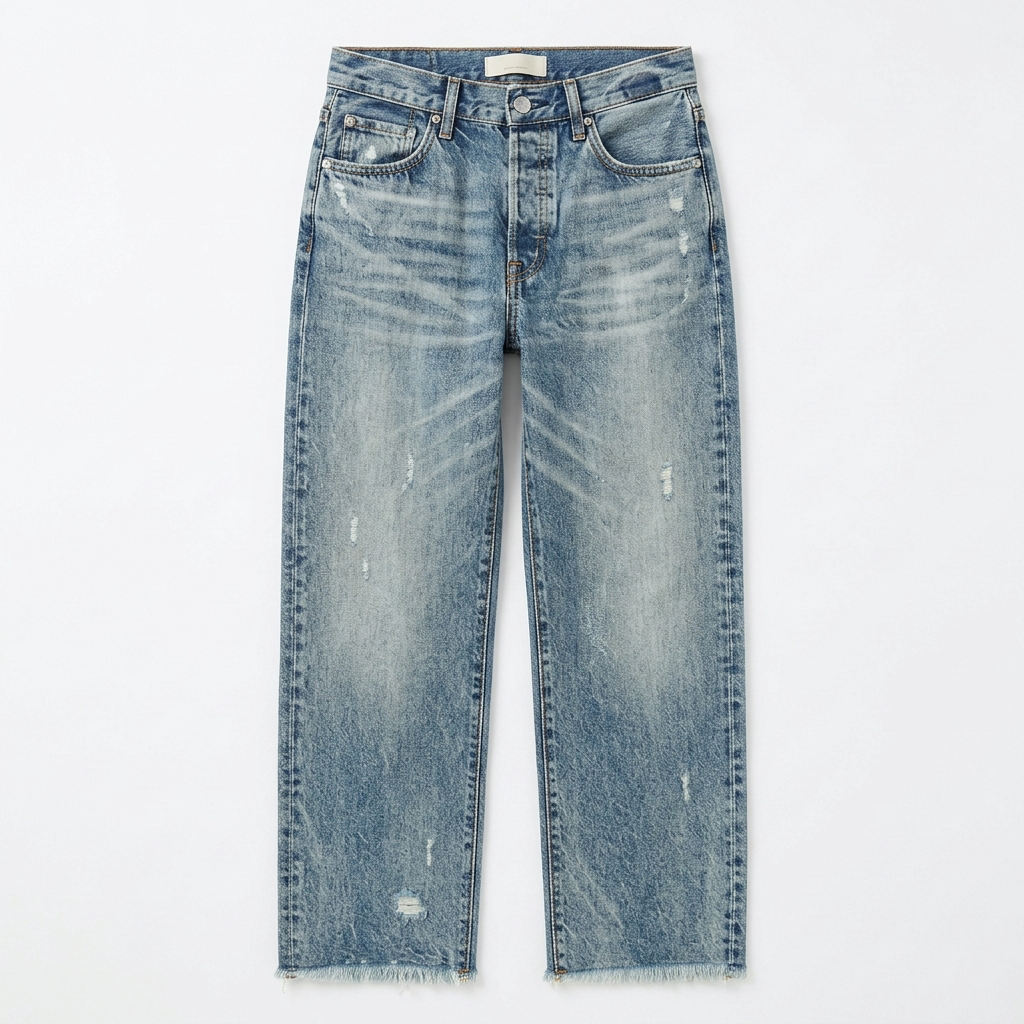Vivara™ – Vintage-inspired Cropped Straight Leg Jeans with Fringes