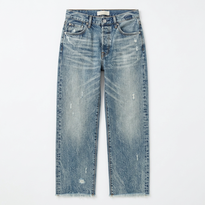 Vivara™ – Vintage-inspired Cropped Straight Leg Jeans with Fringes