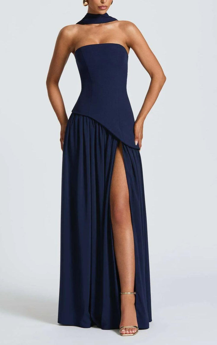 Amaris | Stylish Maxi Dress with Slit and Bow Detail