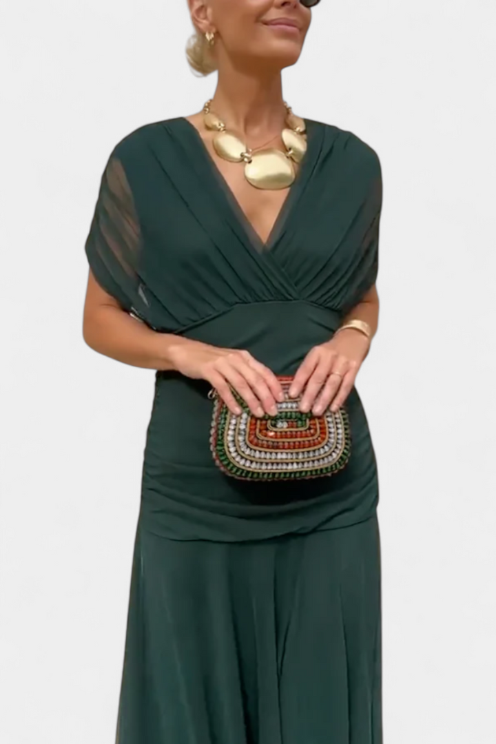 Women's Wrap Dress | with V Neckline and Gathering