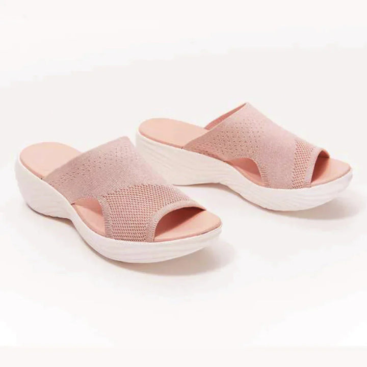 Women’s Slip-On Wedge Sandals with Stretch Knit Upper