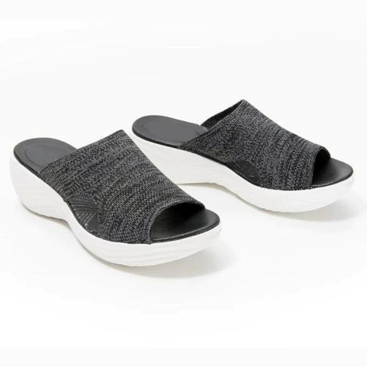 Women’s Slip-On Wedge Sandals with Stretch Knit Upper