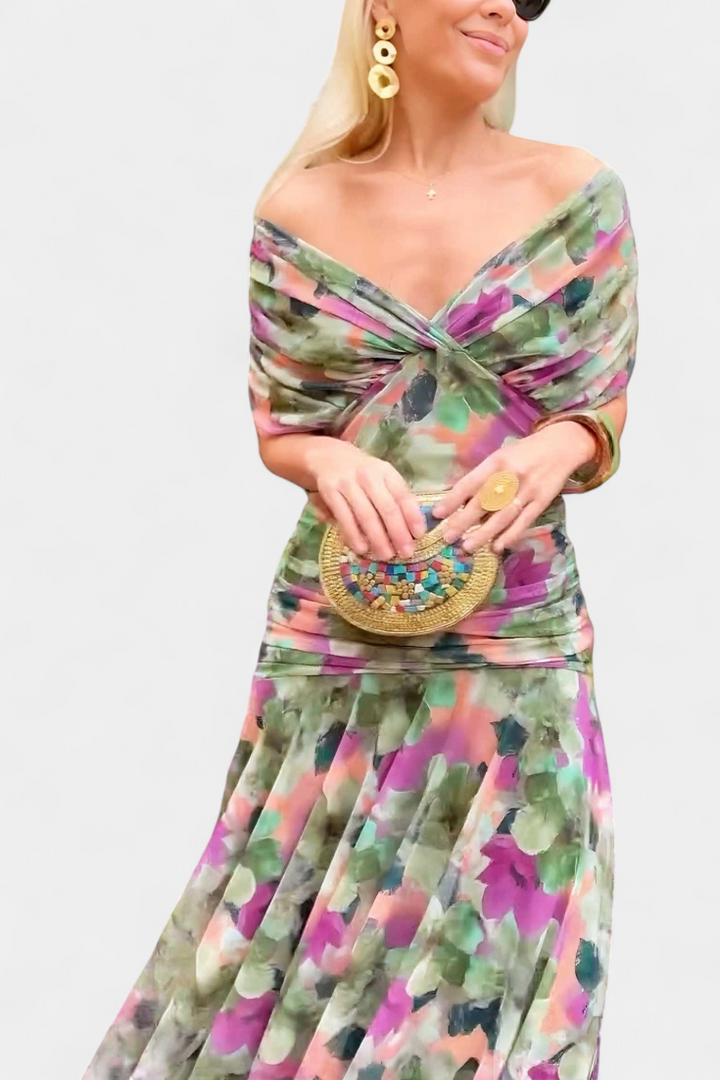 Women's Wrap Dress | with V Neckline and Gathering
