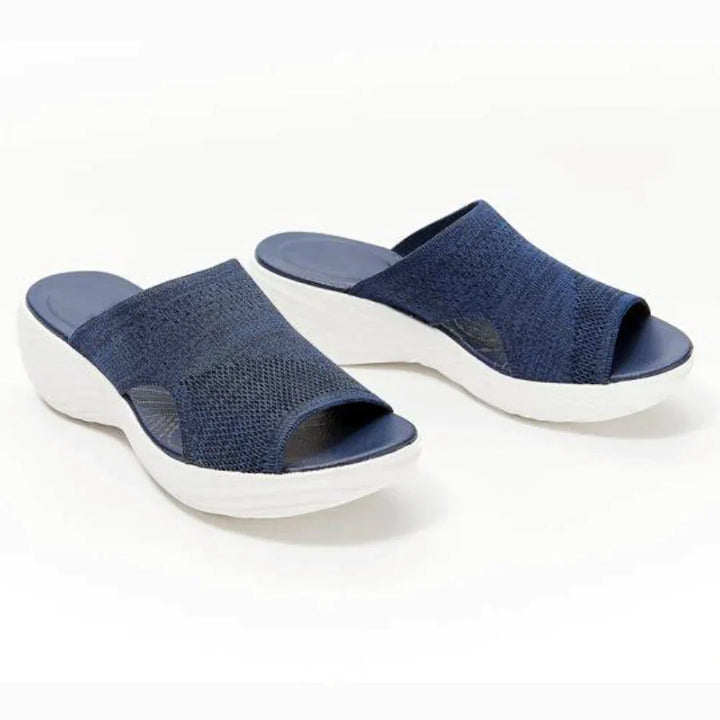 Women’s Slip-On Wedge Sandals with Stretch Knit Upper