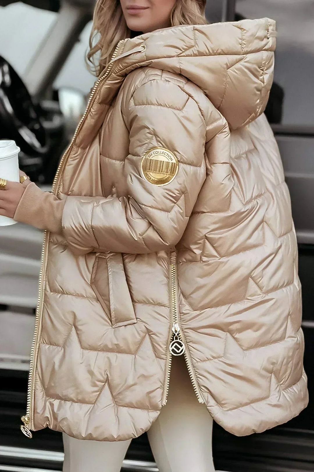 Women's Jacket | Quilted Long with Hood and Zipper