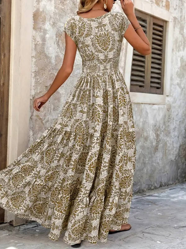 Isabella | Women's Boho Patterned Sleeveless V Neck Maxi Dress