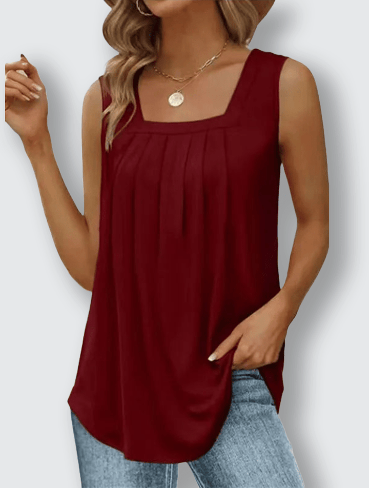 Ann | Pleated Top with Square Neckline