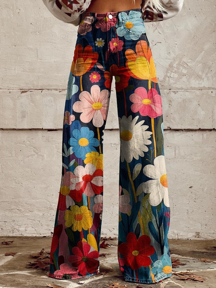 Women’s High-Waisted Wide-Leg Floral Pants