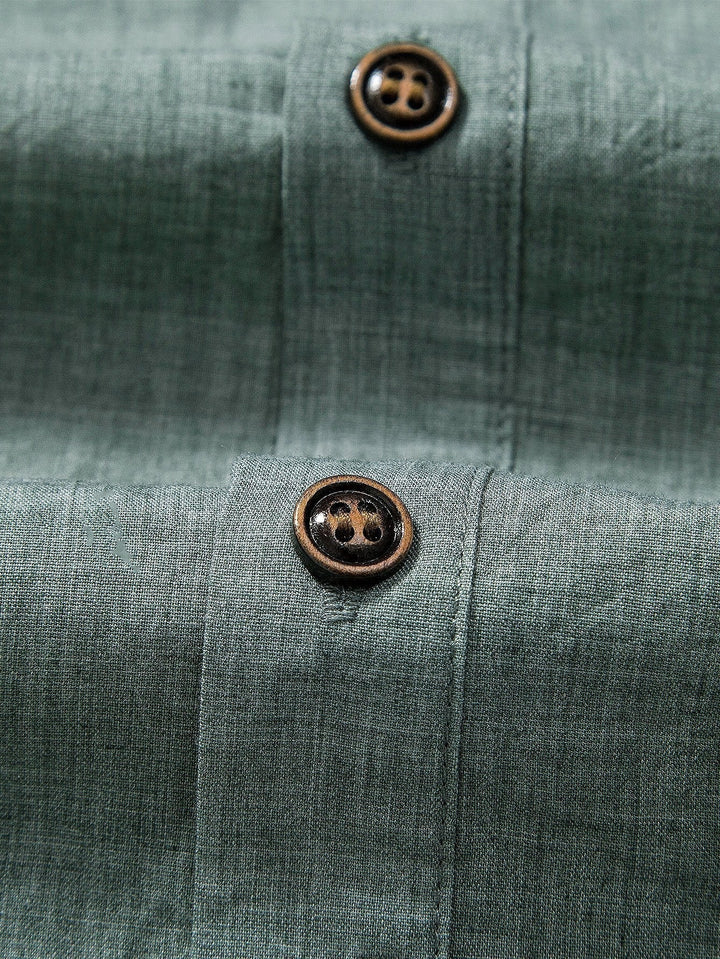 Men’s Linen-Look Set – Shirt & Straight Pants, Airy Fit