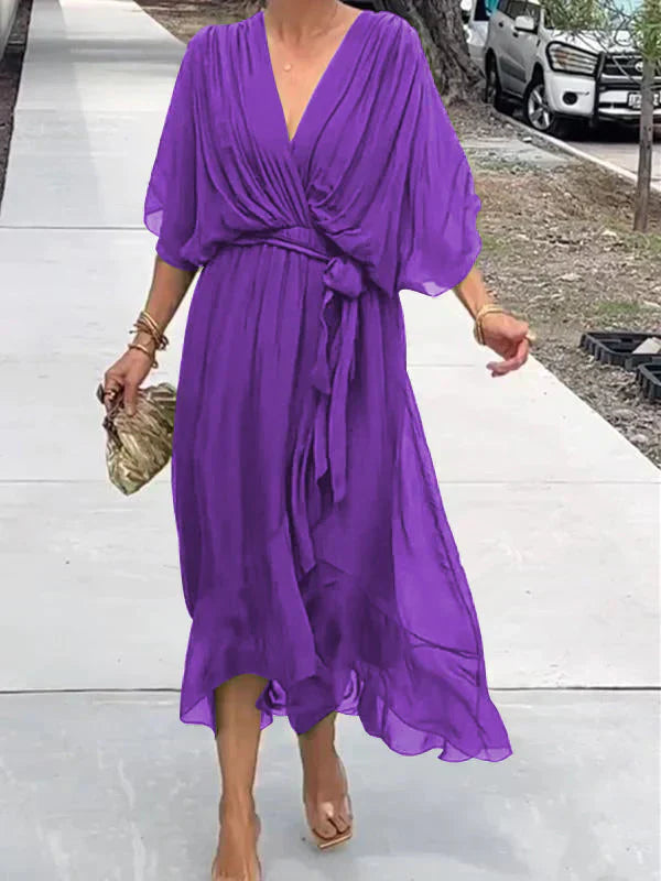 Monica | Delicate Chiffon Dress with V-Neck