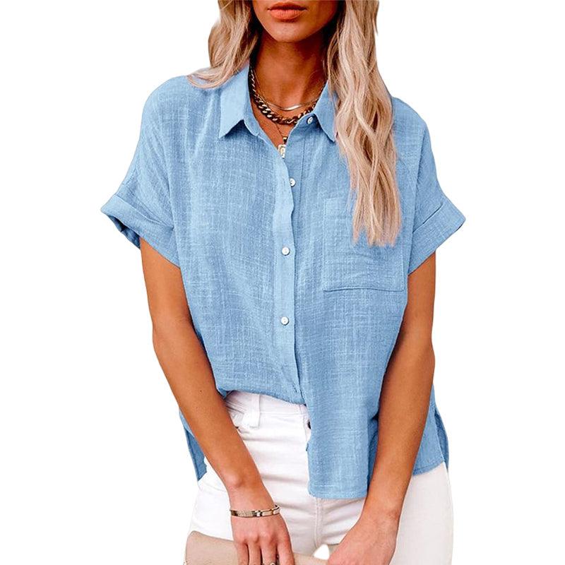 Women’s Casual Short-Sleeve Button-Up Blouse