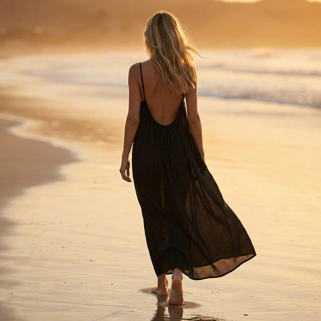 Long spaghetti strap dress with a relaxed fit