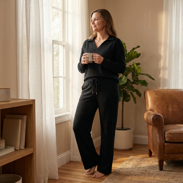 Women's Long Sleeve Set with Loose Pants