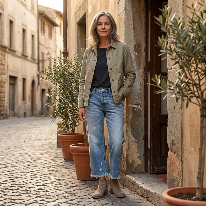 Vivara™ – Vintage-inspired Cropped Straight Leg Jeans with Fringes