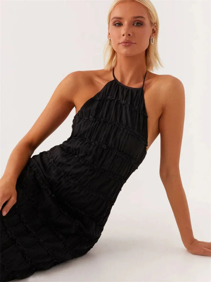 Maxi Dress for Women with Ruching and Open Back