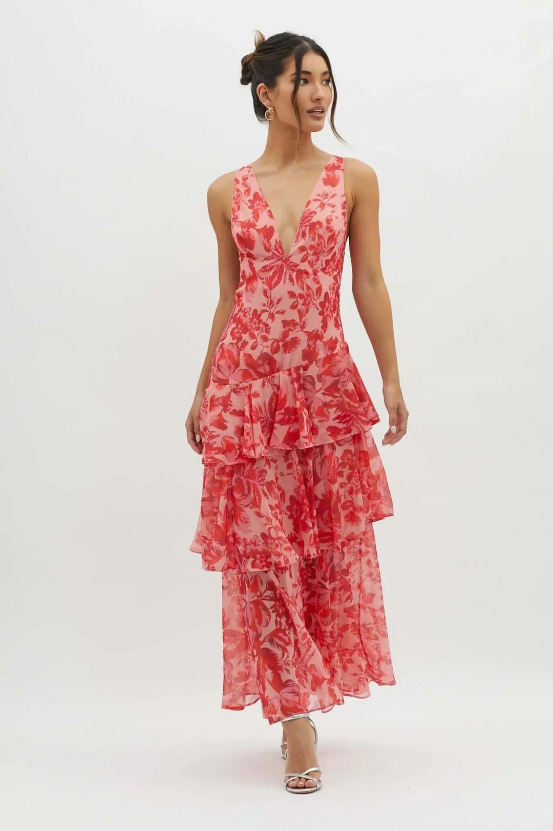 Women’s Floral Ruffle Tiered Maxi Dress