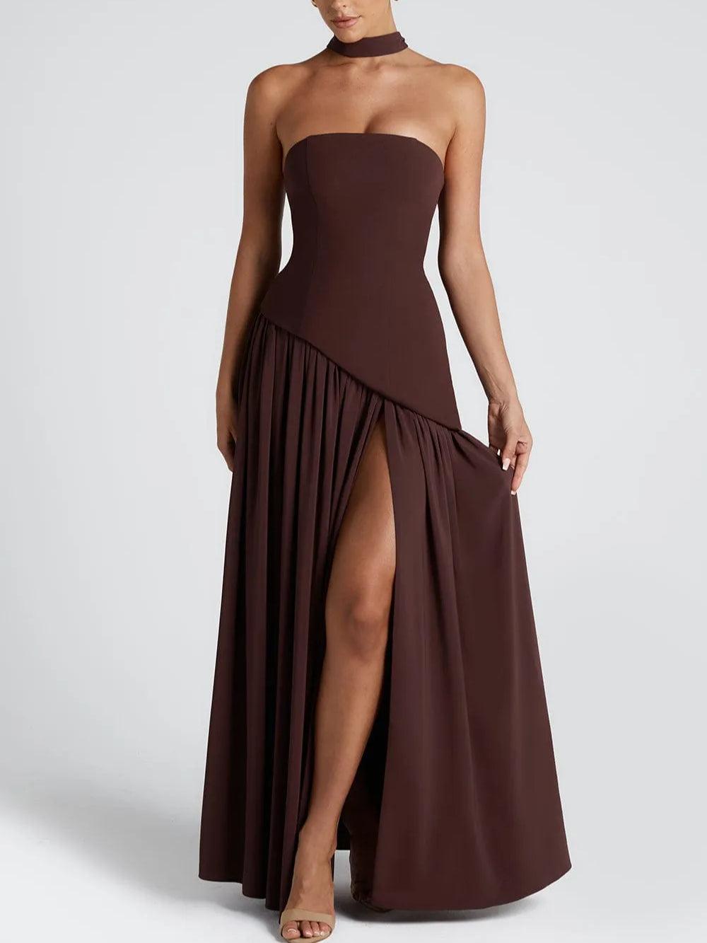 Amaris | Stylish Maxi Dress with Slit and Bow Detail