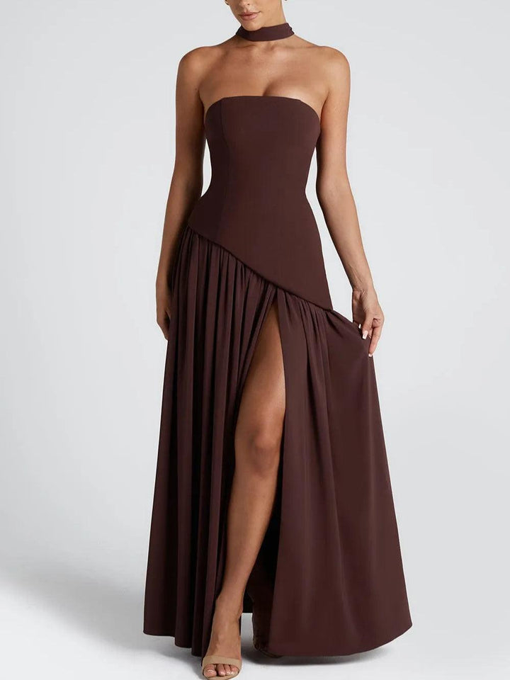 Amaris | Stylish Maxi Dress with Slit and Bow Detail